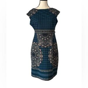 London Times Petites 8P Sleeveless Medallion Print Sheath Dress NWT